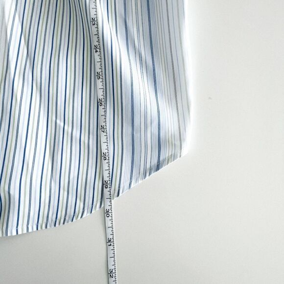 Tommy Hilfiger Men 80s 2 Ply Fabric Button Down Long Sleeve Stripes Blue White M - Picture 8 of 8